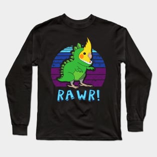 RAWR - Aesthetic Vaporwave Cockatiel Dinosaur Long Sleeve T-Shirt